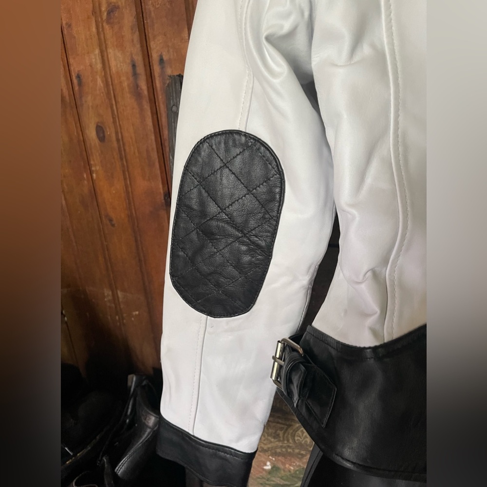 Custom Made Genuine Leather Jacket Cropped Colorblock Moto Biker XXS Motorcycle - Picture 7 of 14